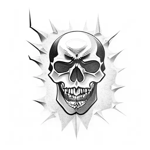 An Evil Skull With Teeth And Organic Spikes On The Edges