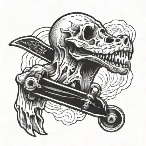 Duck Skull With Skate And Ice Ax Alpinisme