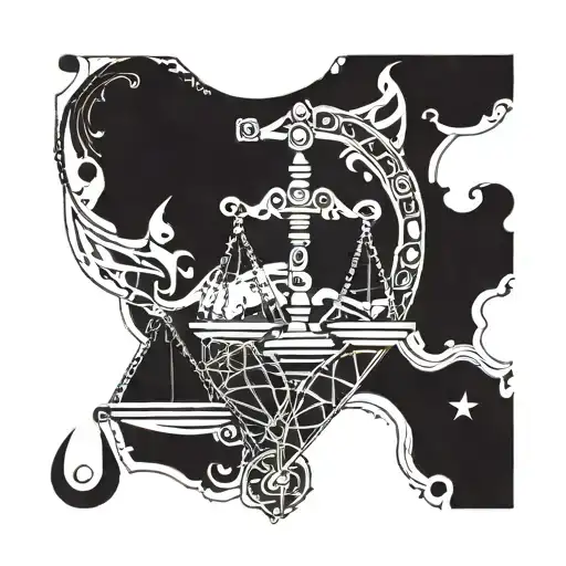 An Abstract Geometric Design Incorporating Both The Libra Scales And A Scorpion Silhouette
