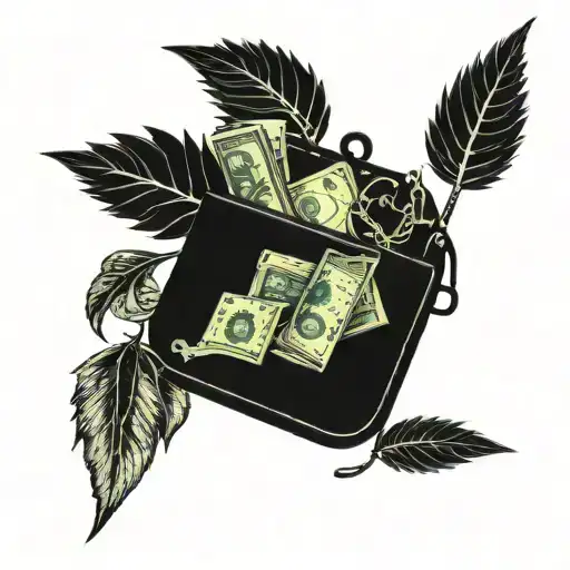 A Fashionable Purse Filled With Money And Weed Plants
