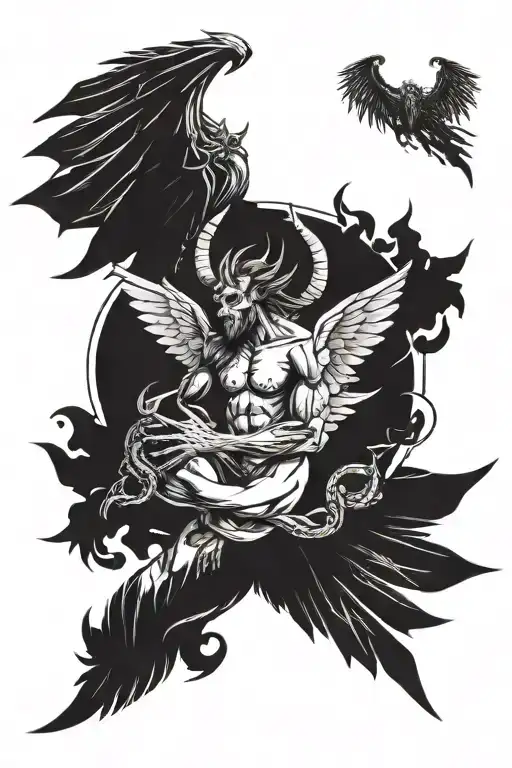 Angle On One Side With Angles Wing And A Demon On The Other Side With Demon Wings