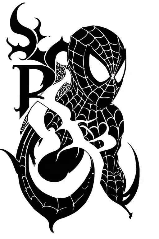 Spiderman Tatttoo With A B As Spider Web