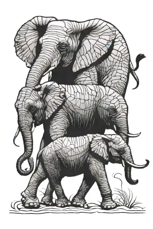 Elephant Walking In Profile