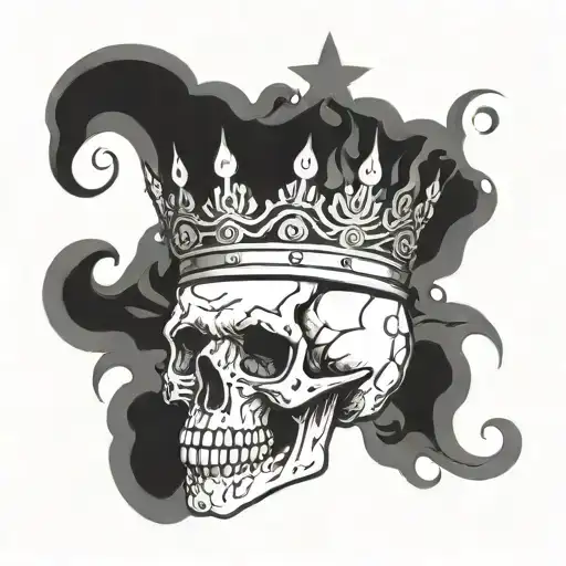 Skull With A Crown Between Smoke Forming The Shape