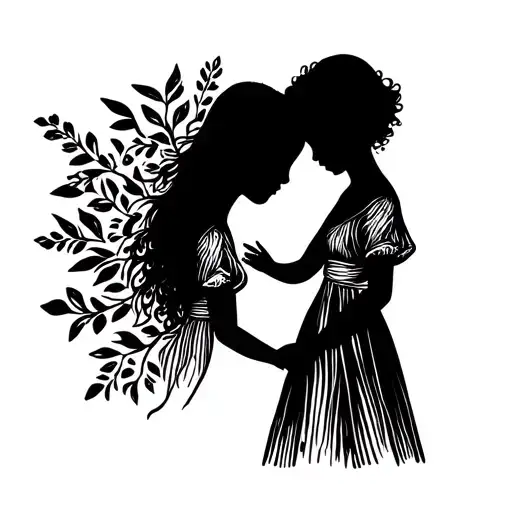 Mother And Child Silhouette Holding Hands