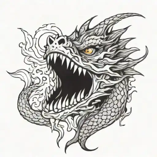 An Evil Dragon Spitting Fire