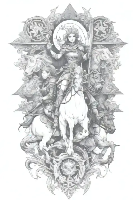 Woman Warriors Riding Into Battle