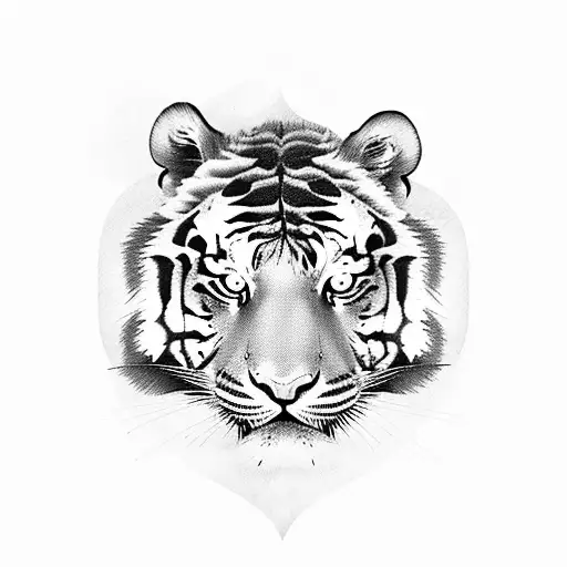 Three Fourth Tiger Face With One Fourth Girl Face