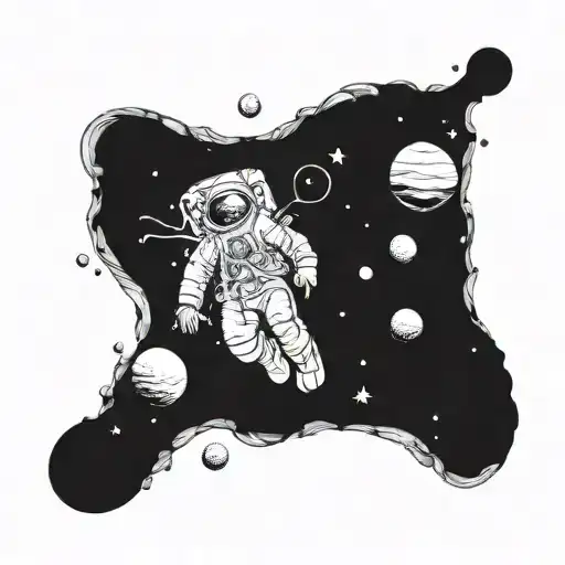 An Astronaut Floating In Space Surrounded By Swirling Galaxies And Nebulae