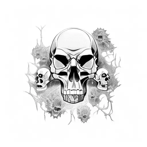 Raven Gothic Black Skull Tatto Design