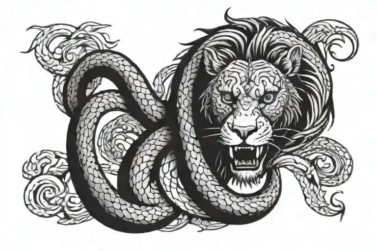 Snake With Lion Head Emerging Representing Imagination