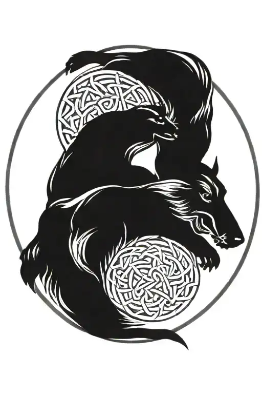 Celtic Hounds Circle Shape