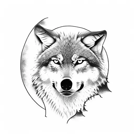 Wolf With Half Moon