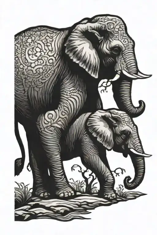 Elephant Walking In Profile