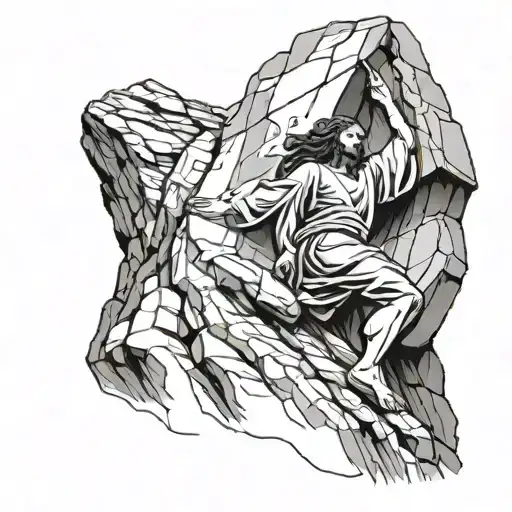 Jesus Boulder Climber Scaling