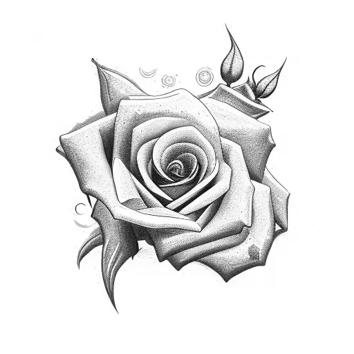 Rose With Stem Spelling Out Nik In Cursive