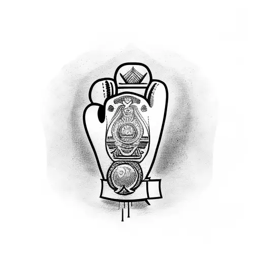 A Tattoo Of A Boxing Glove Adorned With Egyptian Symbols
