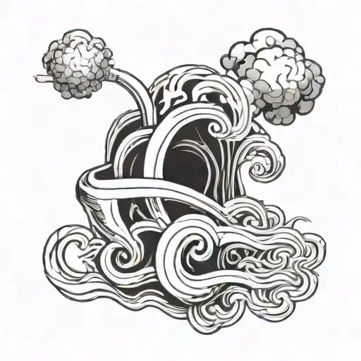 An Abstract Design Of Energy Waves Flowing Through A Cigarette Smoke Cloud