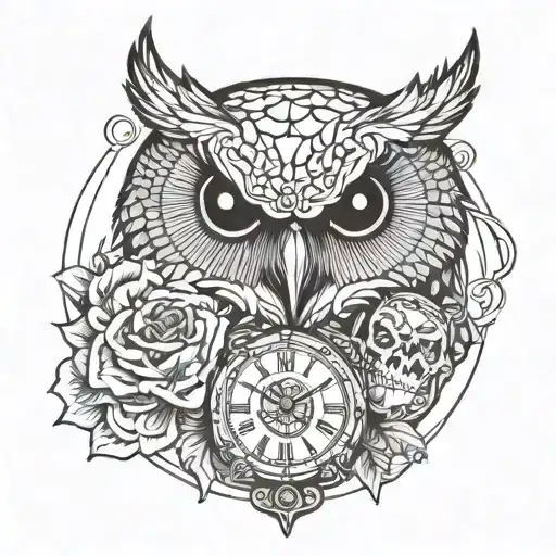 Owl And Skull And Watch