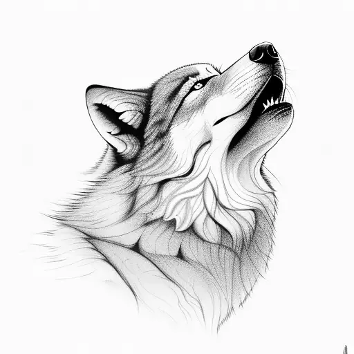 A Majestic Wolf Howling At The Moon