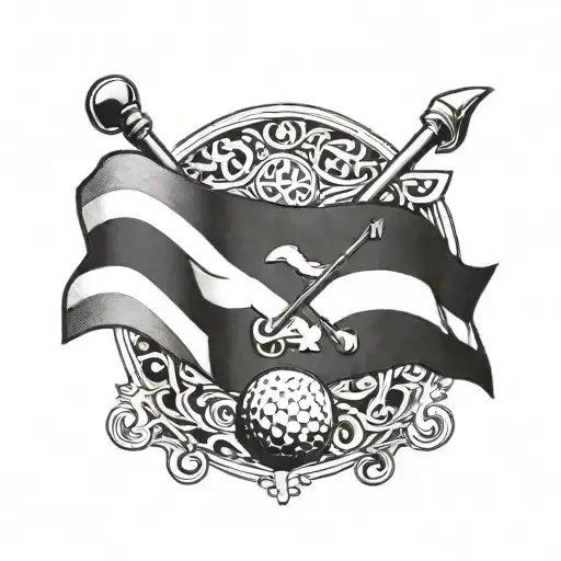 A Minimalist Tattoo Of A Golf Flag With A Subtle Nod To Scotland's Flag Design