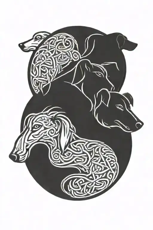 Celtic Hounds Circle Shape