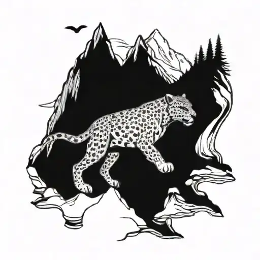 A Jaguar Gracefully Climbing A Mountain Peak