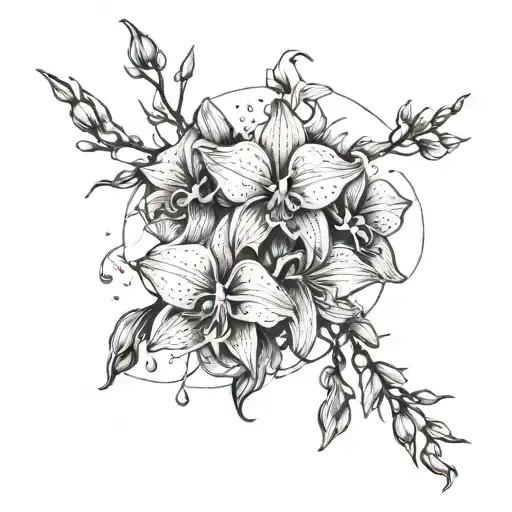 A Mystical Aquarius Constellation Intertwined With Delicate Orchid Flowers