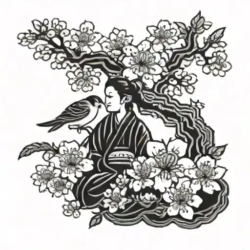 Patrons Chinese With Cherry Blossoms