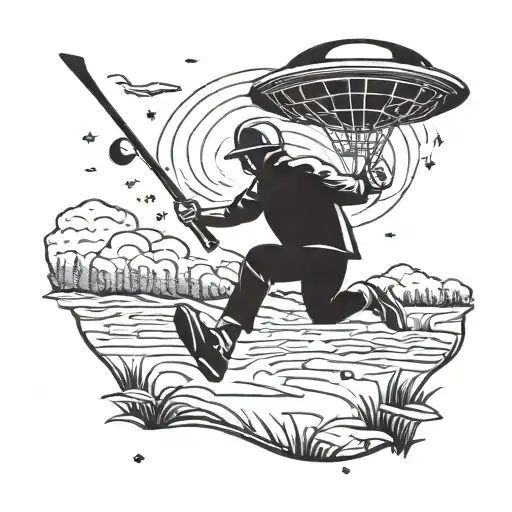 A Ufo Abducting A Golfer Mid-swing On A Swampland Background