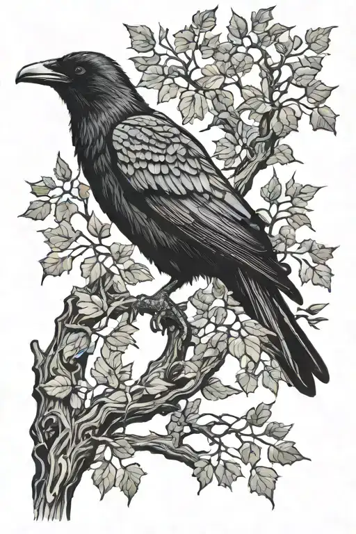 Mystical Raven On A Tree
