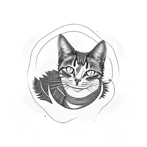 A Fire Spinning Cat With Ferns And A Pohutakawa Tree