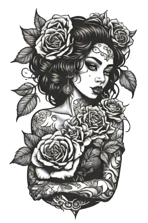 A Female Chicano Holding A Bouquet Of Roses Made Of Money