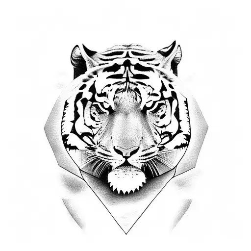 Tiger And Black Panther In Front Of Each Other