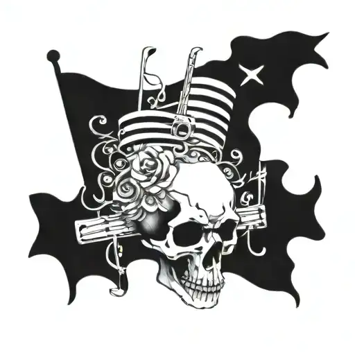 Skull In Ross Flag Inside Surrounded My Music Notes