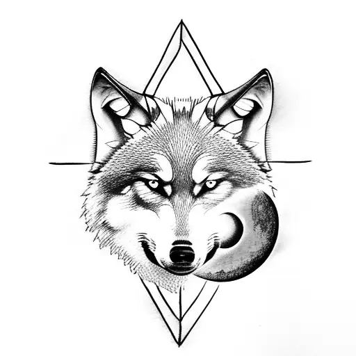 Wolf With Moon In A Triangle