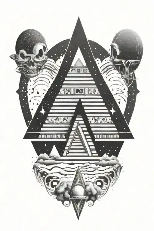 An Aztec Skull By Cosmic Stars Surrounding
