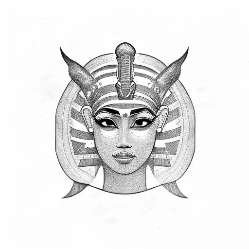 Egyptian Wall And Egyptian Queen Head