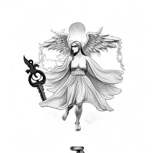 A Broken Angel Holding A Key To Heaven And Hell