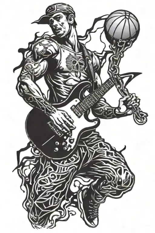 A Basketball Player Shredding A Guitar In A Metal Concert