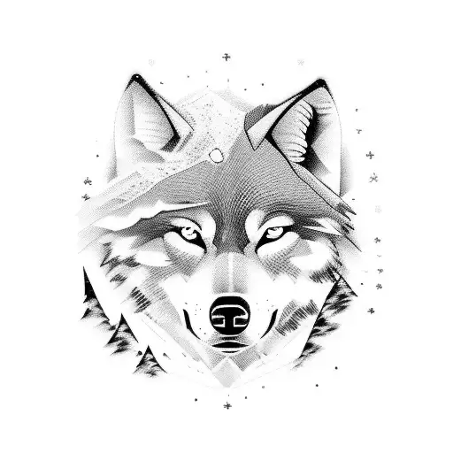 An Adventurous Scene Of A Wolf Leading A Pack Of Dogs Through A Snowy Landscape