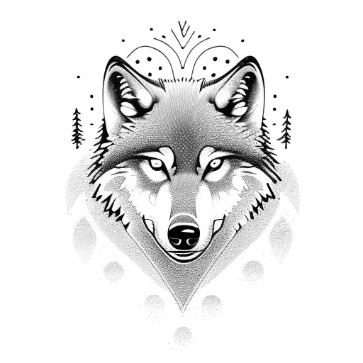 A Wolf Swimming In A Moonlit Lake