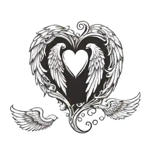 Heart With One Side Having Angel Wings And The Other Having Devil Wings