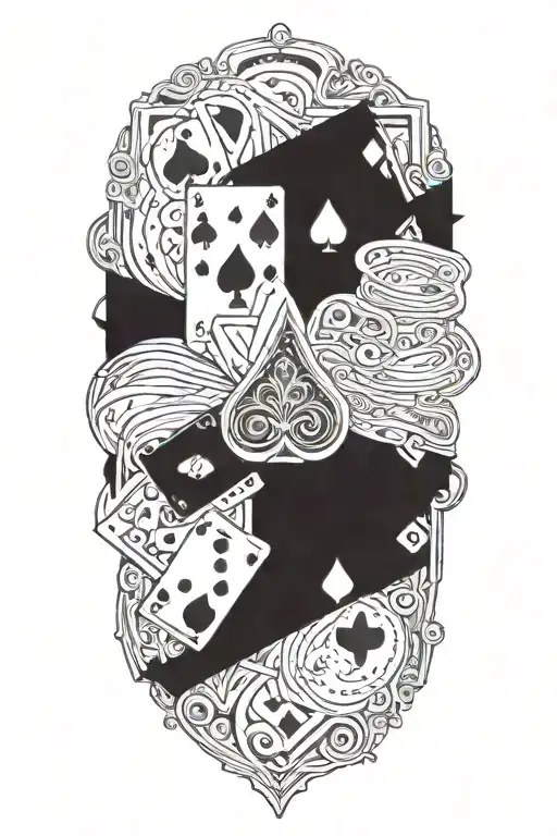 Incorporate A Royal Flush Of Poker Cards Into A Unique And Abstract Design