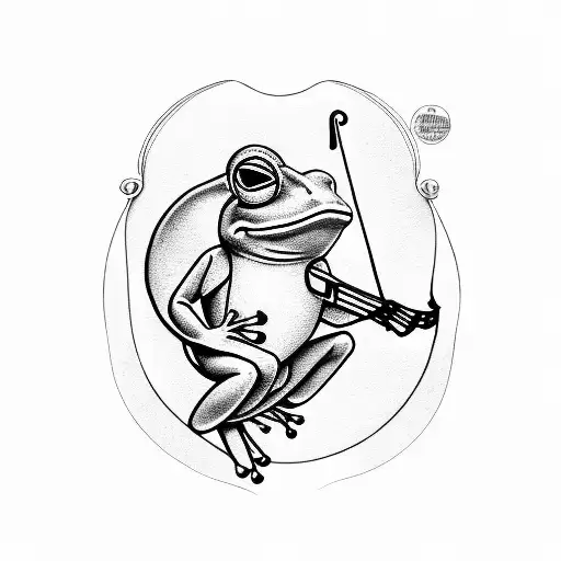 Frog Playing The Double Bass