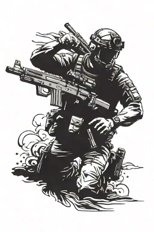 Special Forces Soldier Holding A Gun