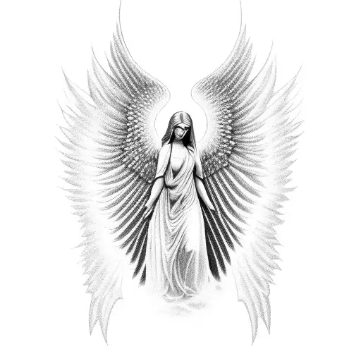 A Divine Angel Emerging From A Waterfall