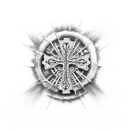 Cross With Water And The Creation Of Adam Hands