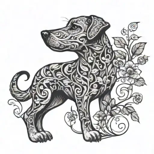 Dog With Vines Growing