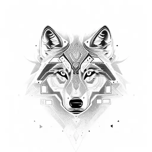 A Wolf Made Up Of Intricate Patterns And Symbols Related To Human Resources
